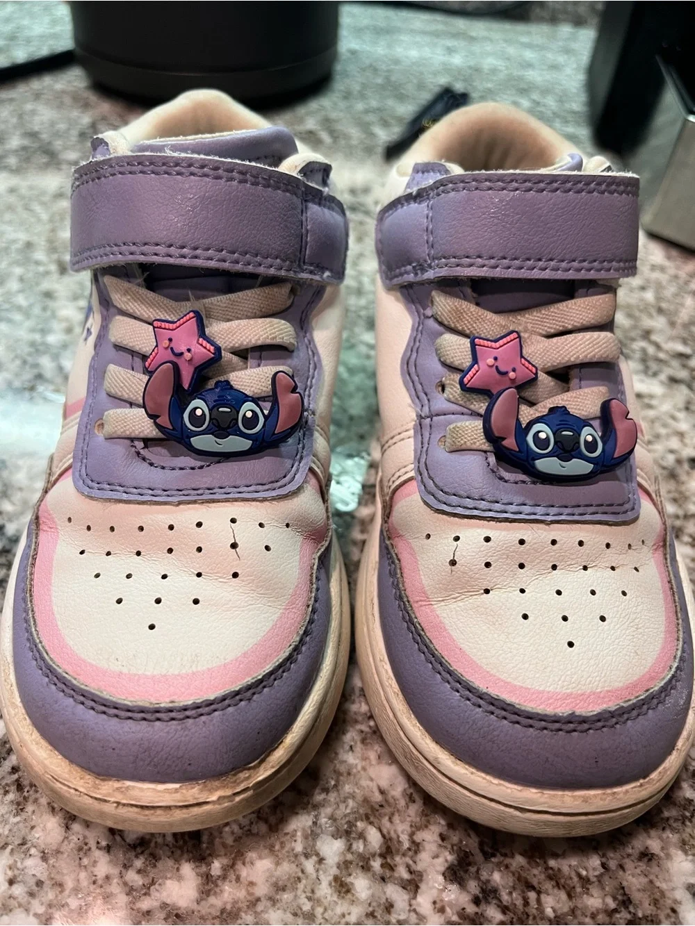 Zara Lilac, Pink and White Lilo & Stitch High-Top Kids Sneakers